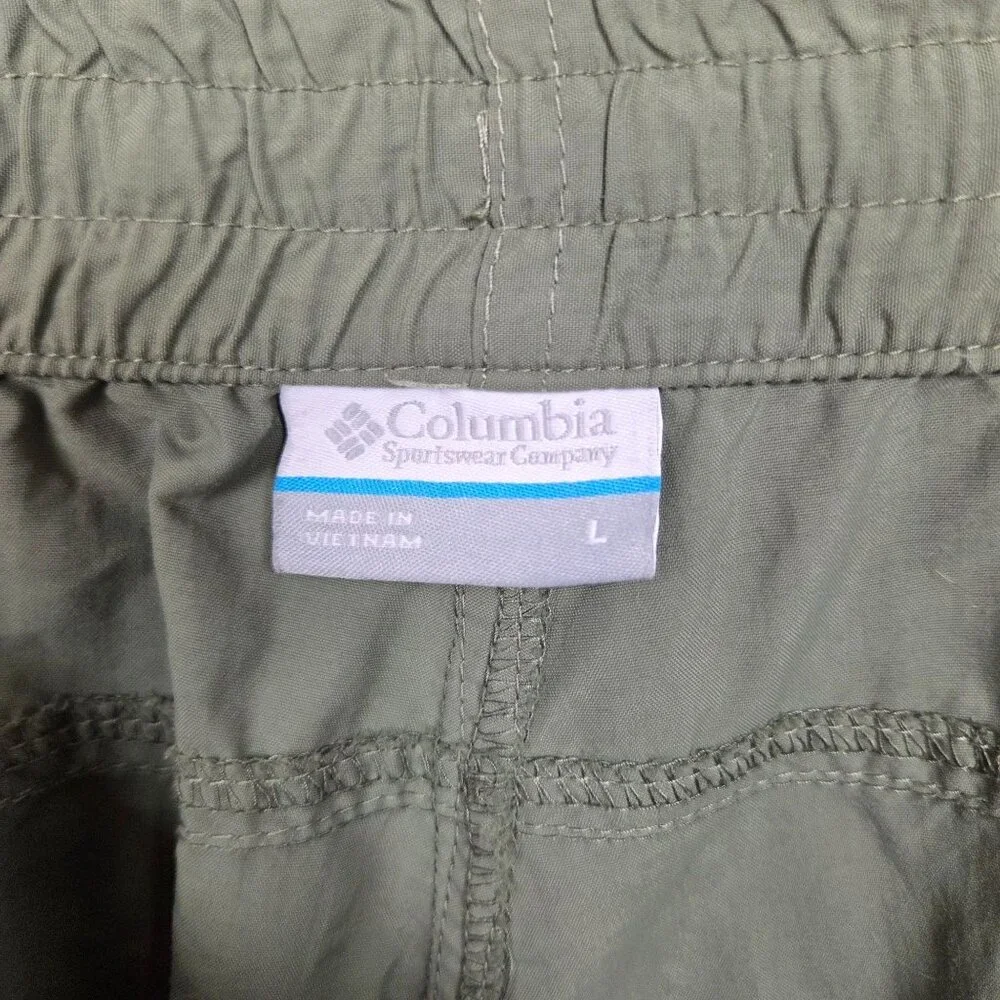 Columbia Windbreaker Cargo Pants Womens Large Cropped Hiking Green - Picture 11 of 12
